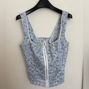 Reformation blue & white sleeveless top size 6
